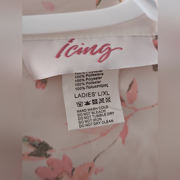 Satin floral robe with waist tie - Picture 3 of 4